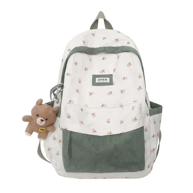 UAKISS  -  Fashion Lady Kawaii Pattern Nylon Bag Trendy Female Laptop Cute Flannel Backpack Travel Women Student Backpack Girl College Bags