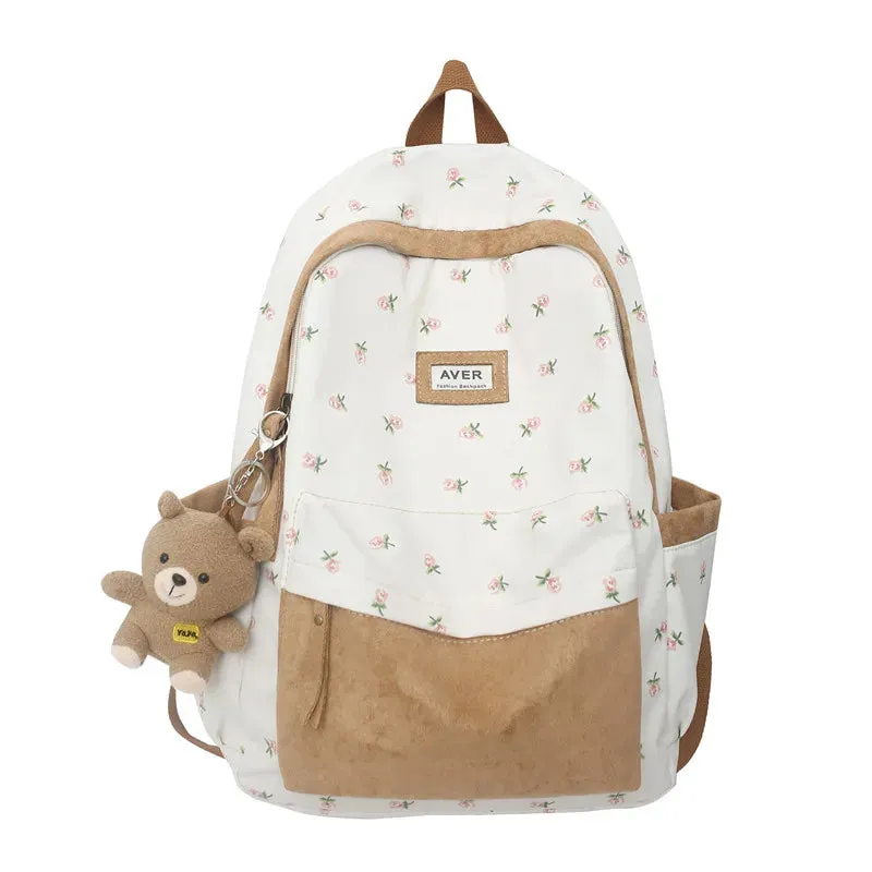 UAKISS  -  Fashion Lady Kawaii Pattern Nylon Bag Trendy Female Laptop Cute Flannel Backpack Travel Women Student Backpack Girl College Bags