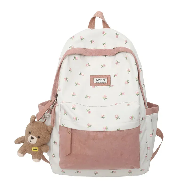 UAKISS  -  Fashion Lady Kawaii Pattern Nylon Bag Trendy Female Laptop Cute Flannel Backpack Travel Women Student Backpack Girl College Bags