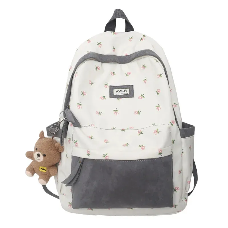 UAKISS  -  Fashion Lady Kawaii Pattern Nylon Bag Trendy Female Laptop Cute Flannel Backpack Travel Women Student Backpack Girl College Bags