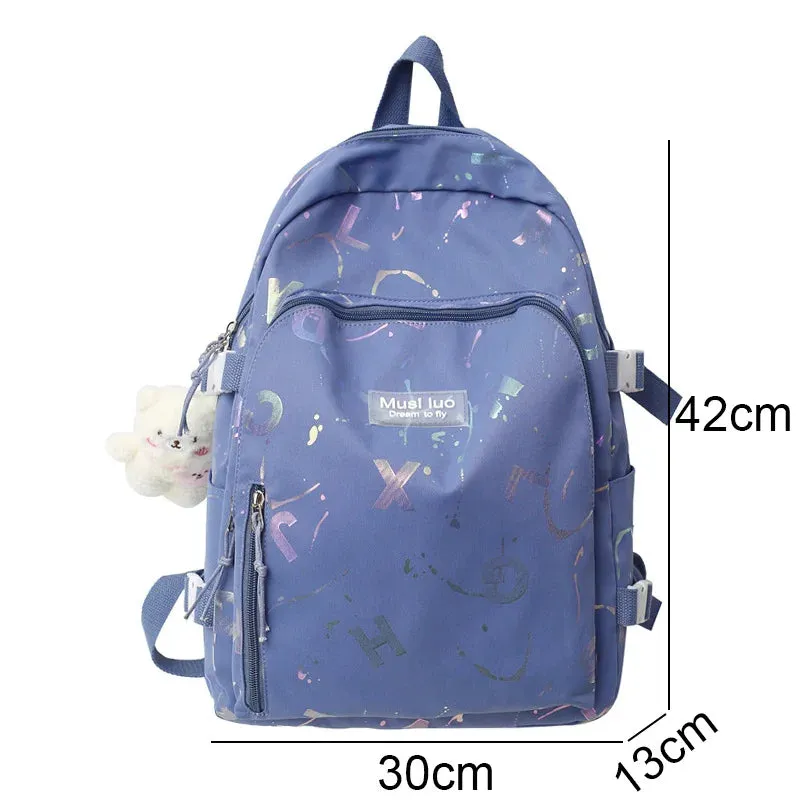 UAKISS  -  Girl Color Travel School Bag Women Nylon Student Backpack Trendy Ladies Leisure Book Bags Female Laptop College Backpack Fashion