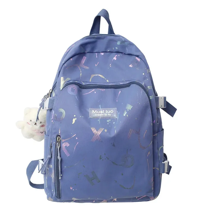 UAKISS  -  Girl Color Travel School Bag Women Nylon Student Backpack Trendy Ladies Leisure Book Bags Female Laptop College Backpack Fashion