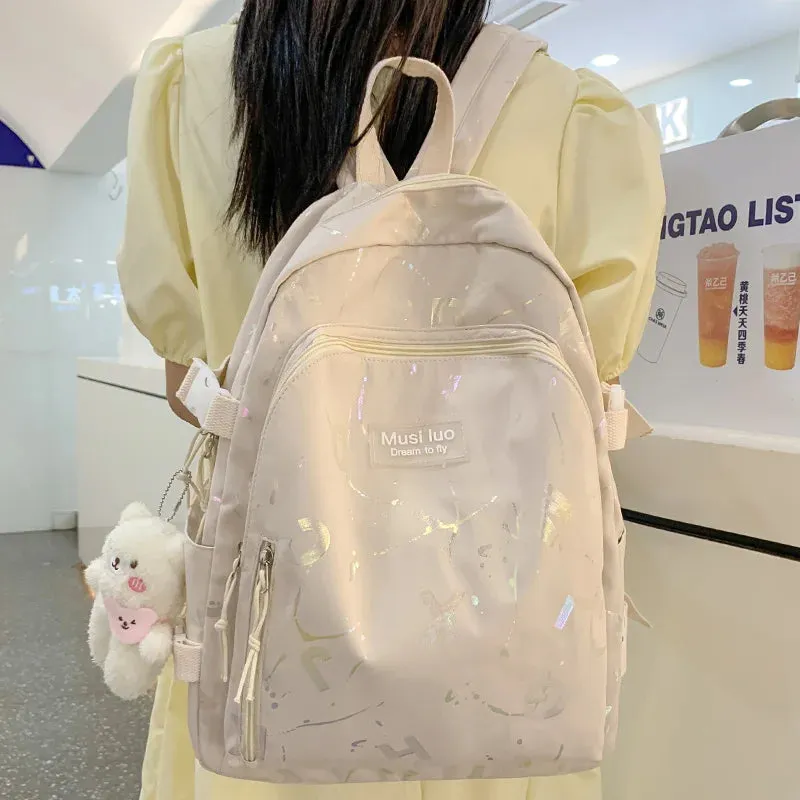 UAKISS  -  Girl Color Travel School Bag Women Nylon Student Backpack Trendy Ladies Leisure Book Bags Female Laptop College Backpack Fashion