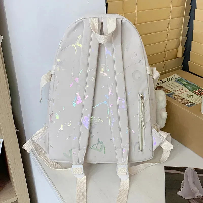 UAKISS  -  Girl Color Travel School Bag Women Nylon Student Backpack Trendy Ladies Leisure Book Bags Female Laptop College Backpack Fashion