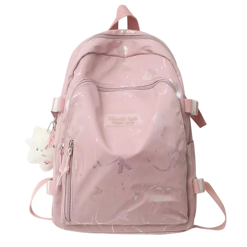 UAKISS  -  Girl Color Travel School Bag Women Nylon Student Backpack Trendy Ladies Leisure Book Bags Female Laptop College Backpack Fashion