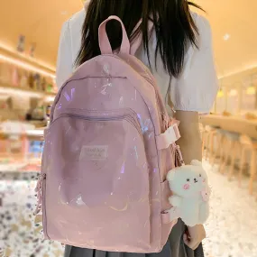 UAKISS  -  Girl Color Travel School Bag Women Nylon Student Backpack Trendy Ladies Leisure Book Bags Female Laptop College Backpack Fashion