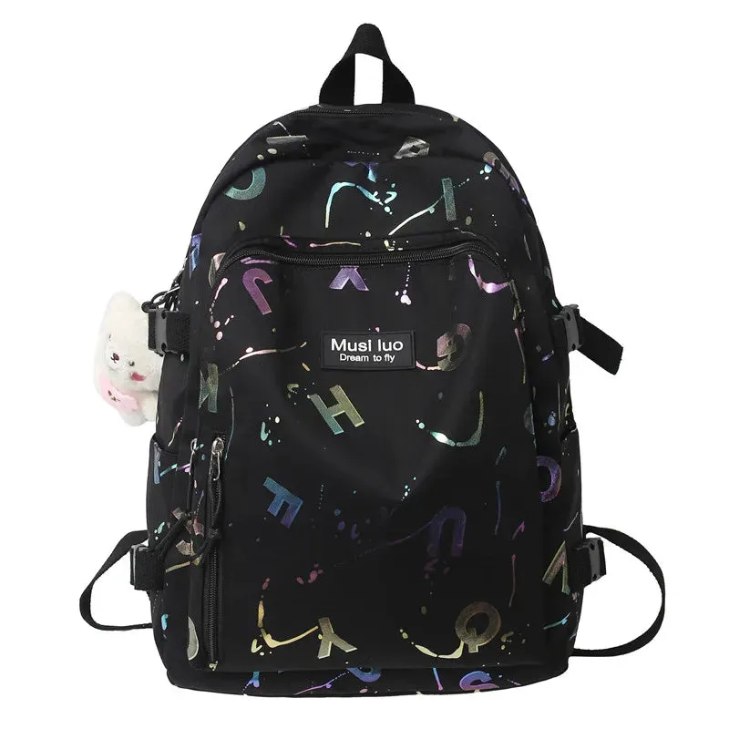 UAKISS  -  Girl Color Travel School Bag Women Nylon Student Backpack Trendy Ladies Leisure Book Bags Female Laptop College Backpack Fashion