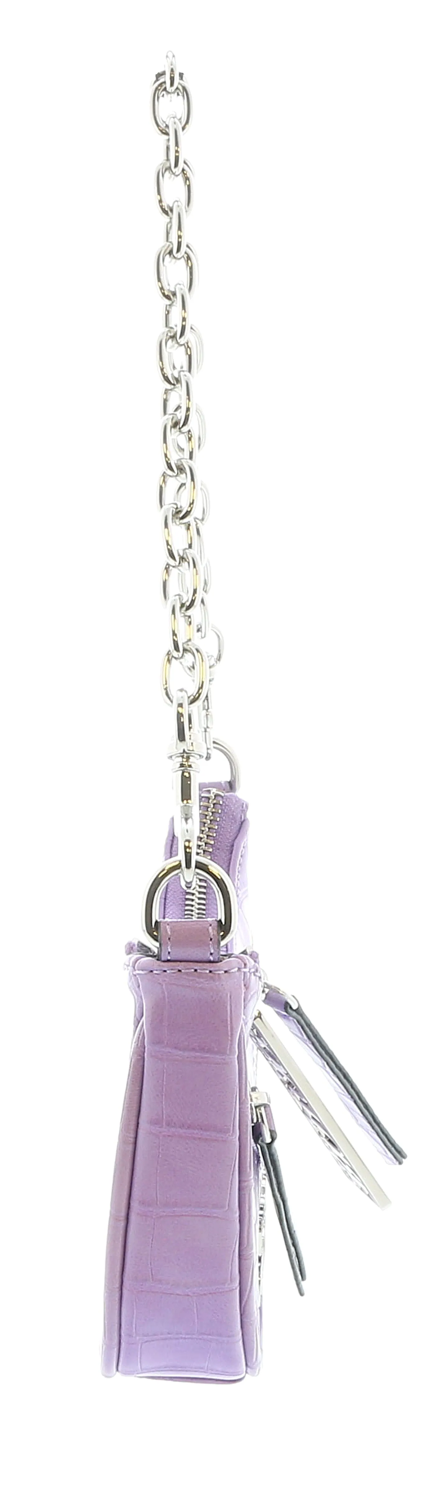 Versace Jeans Couture Lilac Half Moon  Embossed Zipper Hobo Bag