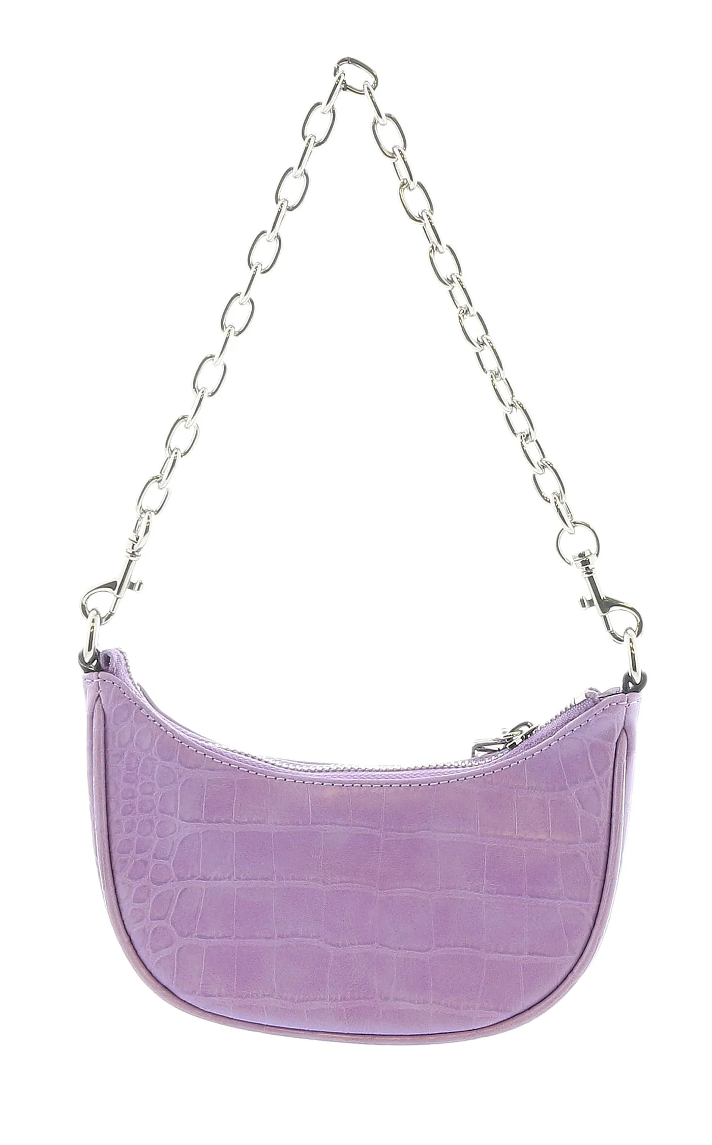 Versace Jeans Couture Lilac Half Moon  Embossed Zipper Hobo Bag