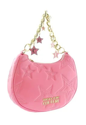 Versace Jeans Couture Rose Half Moon Star Quilted Charm Embellished Hobo Bag
