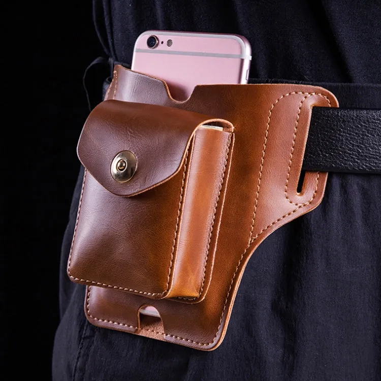 Y-17 3 In 1 Lighter Phone Cigarette Box Storage Waist Bags(Crazy Horse Black)