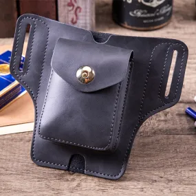 Y-17 3 In 1 Lighter Phone Cigarette Box Storage Waist Bags(Crazy Horse Black)